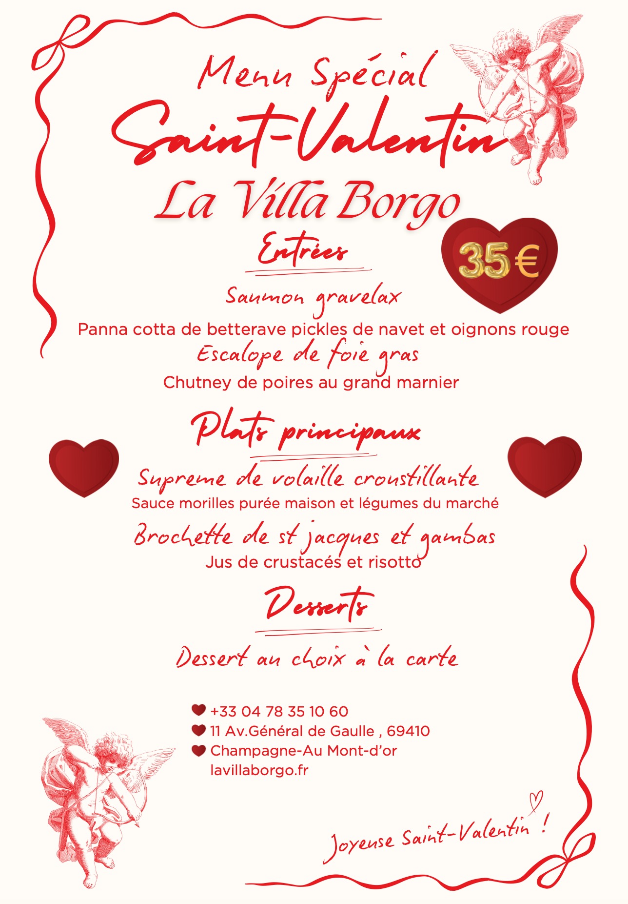 Menu St Valentin